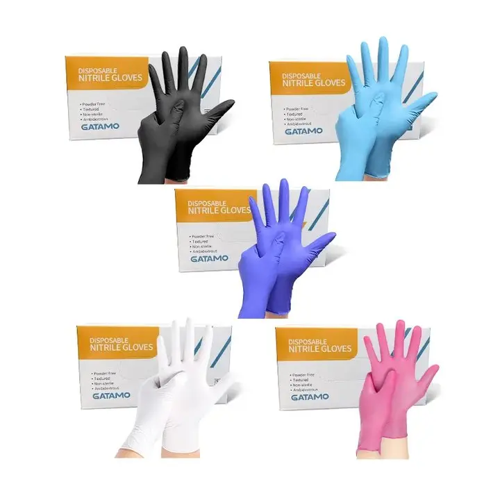 SN009 Cheap Exam guantes de nitrilo Box 4mil 6mil Black Nitrile Gloves Pure Examination food disposal powder free nitrile gloves