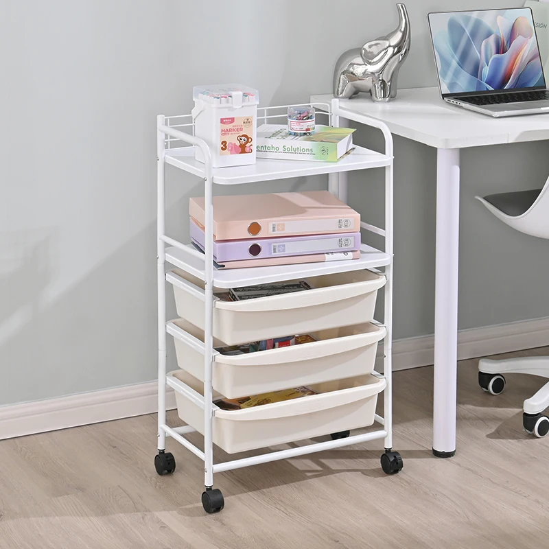 WIREKING Storage Drawer Unit Trolley Metal Side Tables Rolling Drawer Cart for Office Bathroom Kitchen