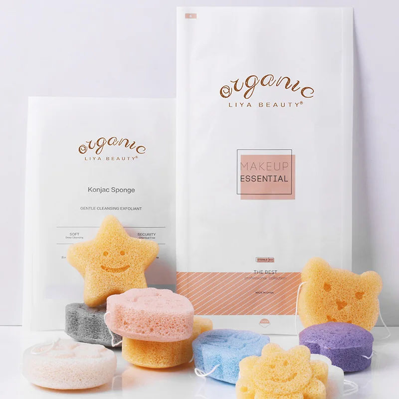 Custom logo natural facial konjac sponge private label Gentle Face cleansing exfoliation activated sponge