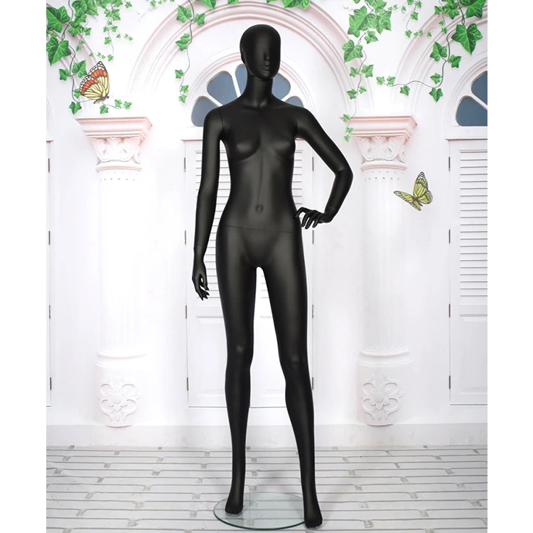 China Factory Window Display Standing Dummy Matte Black Female Full Body Mannequins