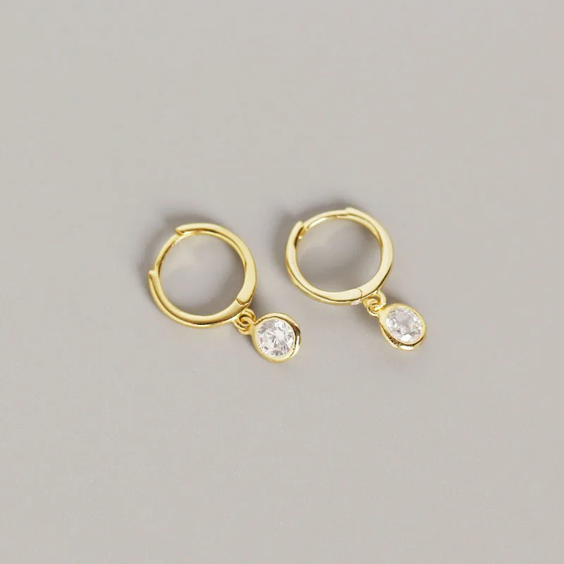 Rainbowking INS jewelry women huggies earrings Cute Girls Gold diamond 925 sterling silver hoop earrings