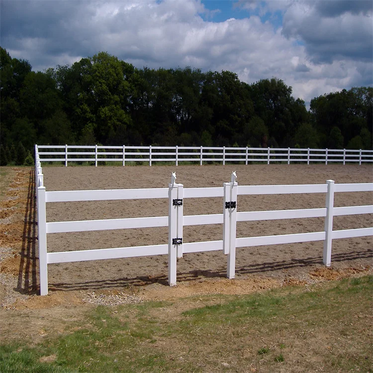 Easily Assembled UV Resistant 3 Rail plastic Vinyl PVC Horse Fence ,Cheap PVC Plastic Vinyl Coated Ranch Paddock Horse Fencing