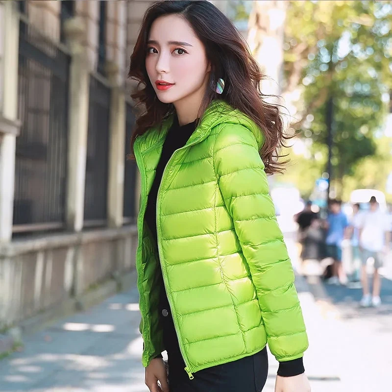 RedHK High Quality Wholesale Outdoor Light Warm Duck Feather Custom Logo Nylon Hooded Winter Bubble Puff Filled Down Puffer Coat