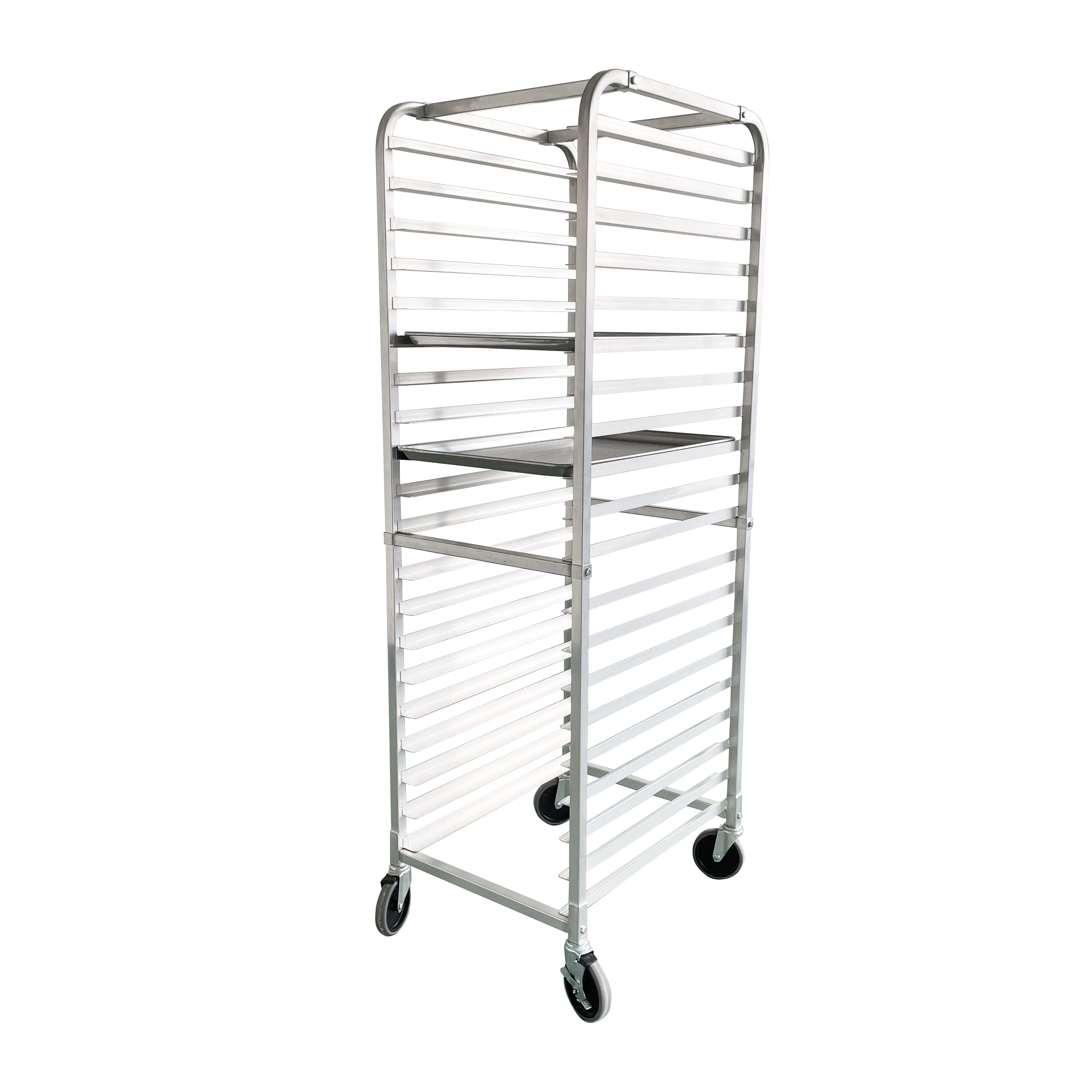 Jincheng Commercial-Grade Aluminum 20-Tier Sheet Knock down with Brake Wheels Pan/Bun Sheet pan rack