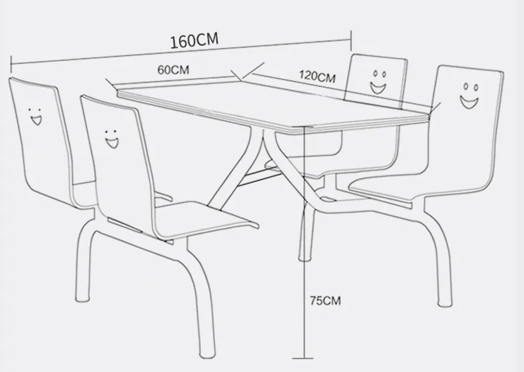 Fast Food Restaurant Furniture  Cafeteria Table and Chair
