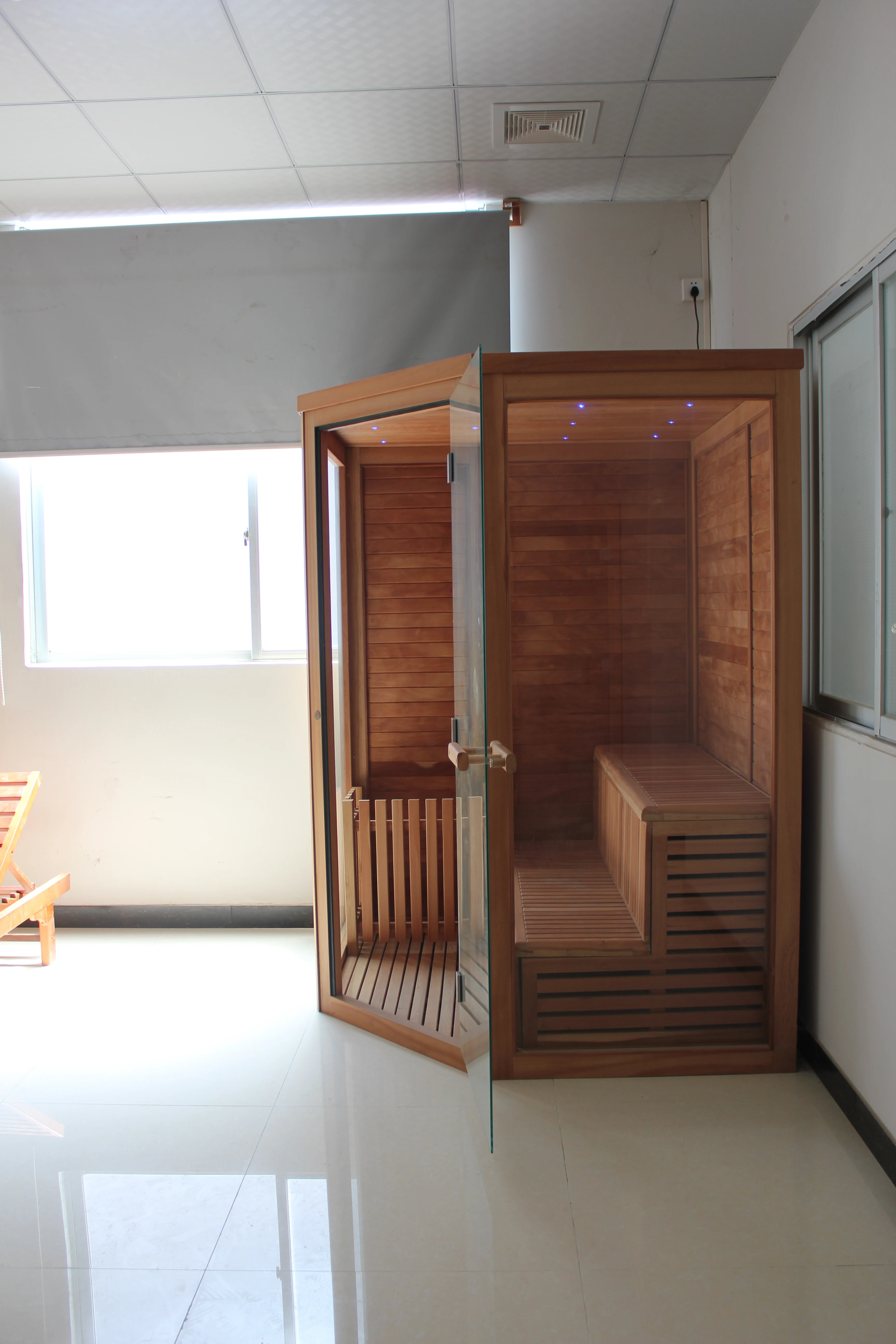 Person luxury shower steam wood outdoor sauna rooms