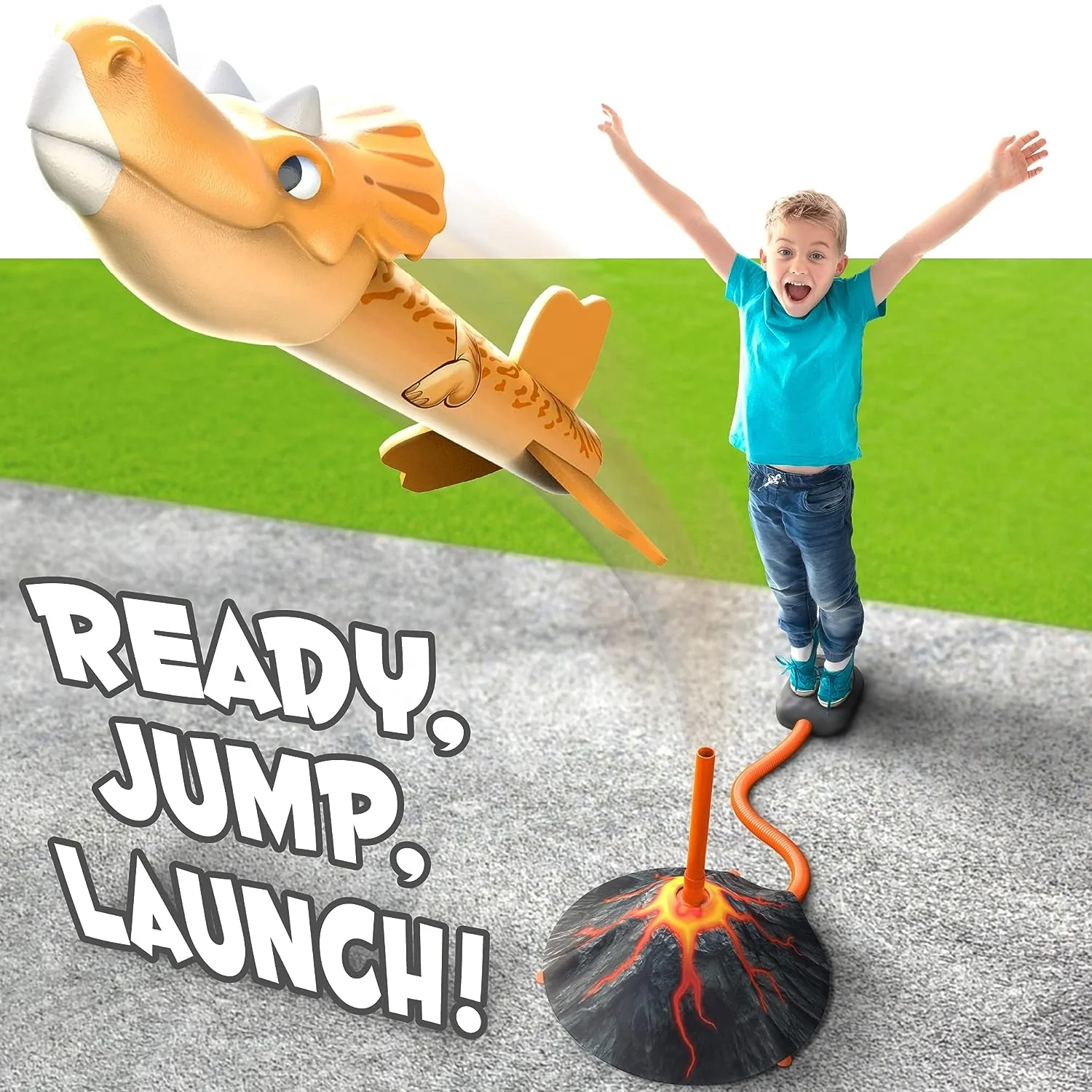KOYI New Arrival Kids Fidget Outdoor Game Toy Air Dinosaur Rocket Launcher With 3 pcs Dinosaur Rocket