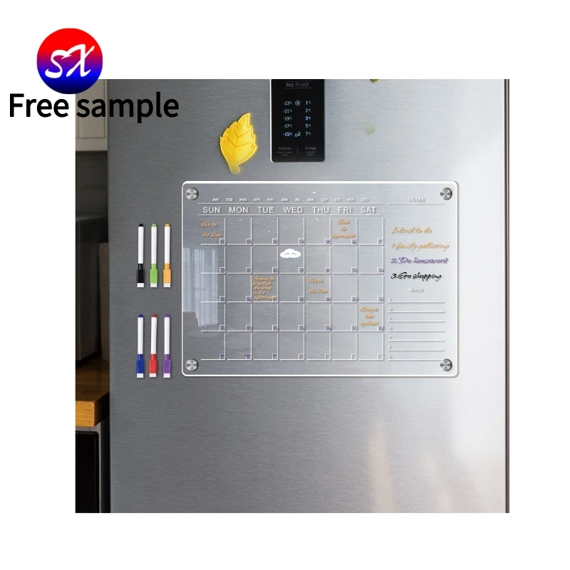 2 pack acrylic magnetic dry calendar and erase board set for fridge