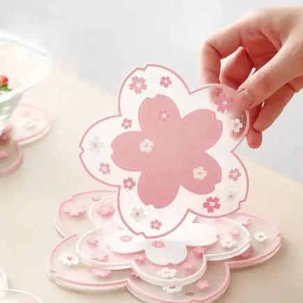 Sakura Coffee Cup Coaster Cherry Blossom Heat Insulation Mat Silicon Flower Shape Durable Bowl Pad Non-Slip Drink Coasters