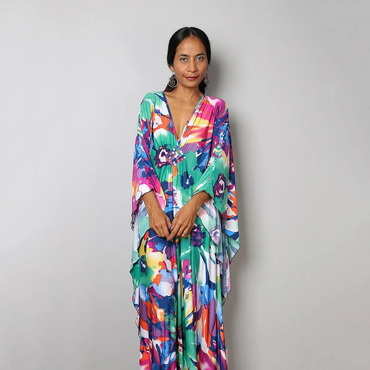 Islamic Clothing Printed Free Size Long Dress Kaftan For Muslim Women Casual Dress