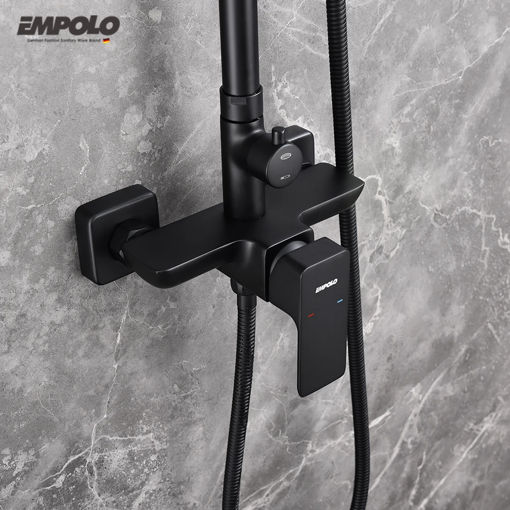 Empolo Bathroom Products Modern Brass Hot And Cold Faucet Rainfall Shower Set Bath Room Mixer Head Rain Shower Mixer Set