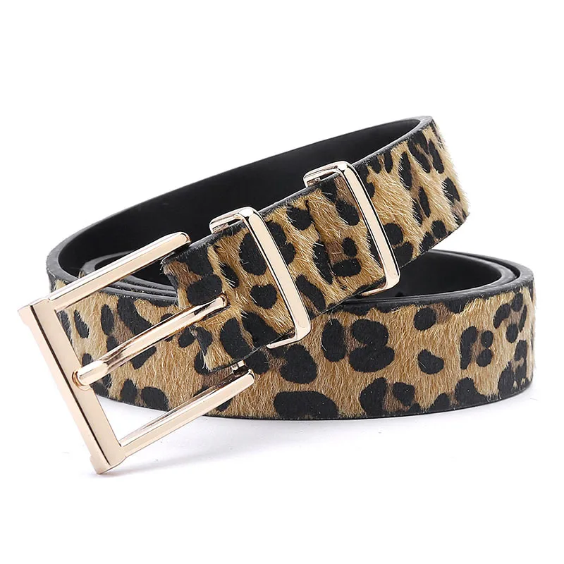 Leopard Print Horse Hair Women Belt Hitch Jeans Belt New Colorful Ladies Belt