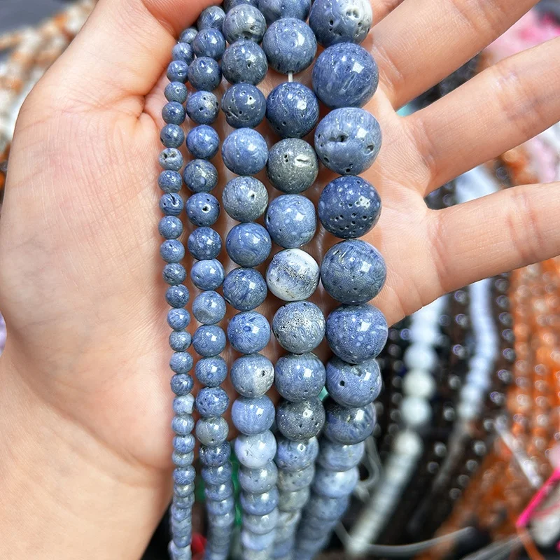 Wholesale High Quality Gemstone Blue Coral Beads for Jewelry Making Natural Blue Coral Loose Gemstone Beads