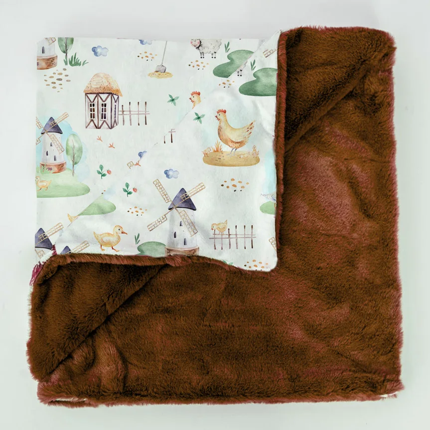 Изготовленная на заказ цифровая печать детские бланковые цветные фланель флисовой подкладке с искусственным мехом выбрасывающимся одеялом