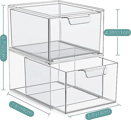 Stackable Makeup Organizer and Storage Acrylic Organizers Clear Plastic Storage Drawer for Vanity  Undersink Kitchen