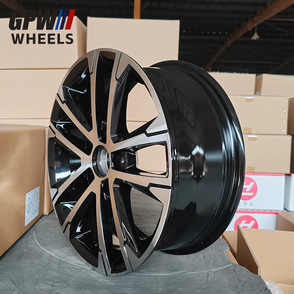 GPW 15*6.0 /16*7.0 Inch 5*100/112 Pcd Black Machine Face Alloy Wheels Passenger Car Wheels 16Inch Car Wheels Aluminum Rims