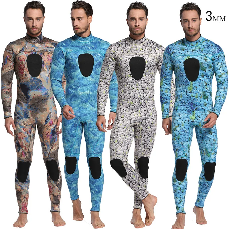 3mm Stock Custom Hot Sale Neoprene Printing Knee Padded Men Camo Spearfishing Hunting Surfing Diving Wetsuit