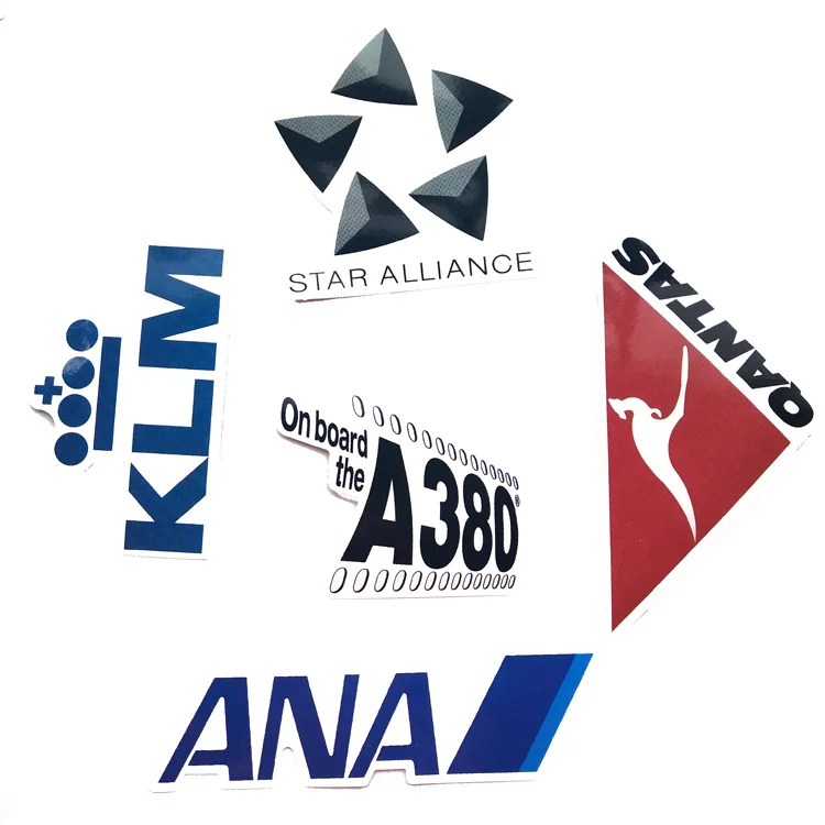 52pcs/bag personality Airline logo PVC stickers for luggage wall remote control skateboard glass waterproof stickers