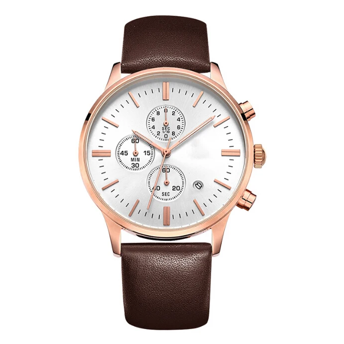 Fashion Brand Men Quartz Watches Leather Strap Luxury Watch Stainless steel Sport Watch For Men