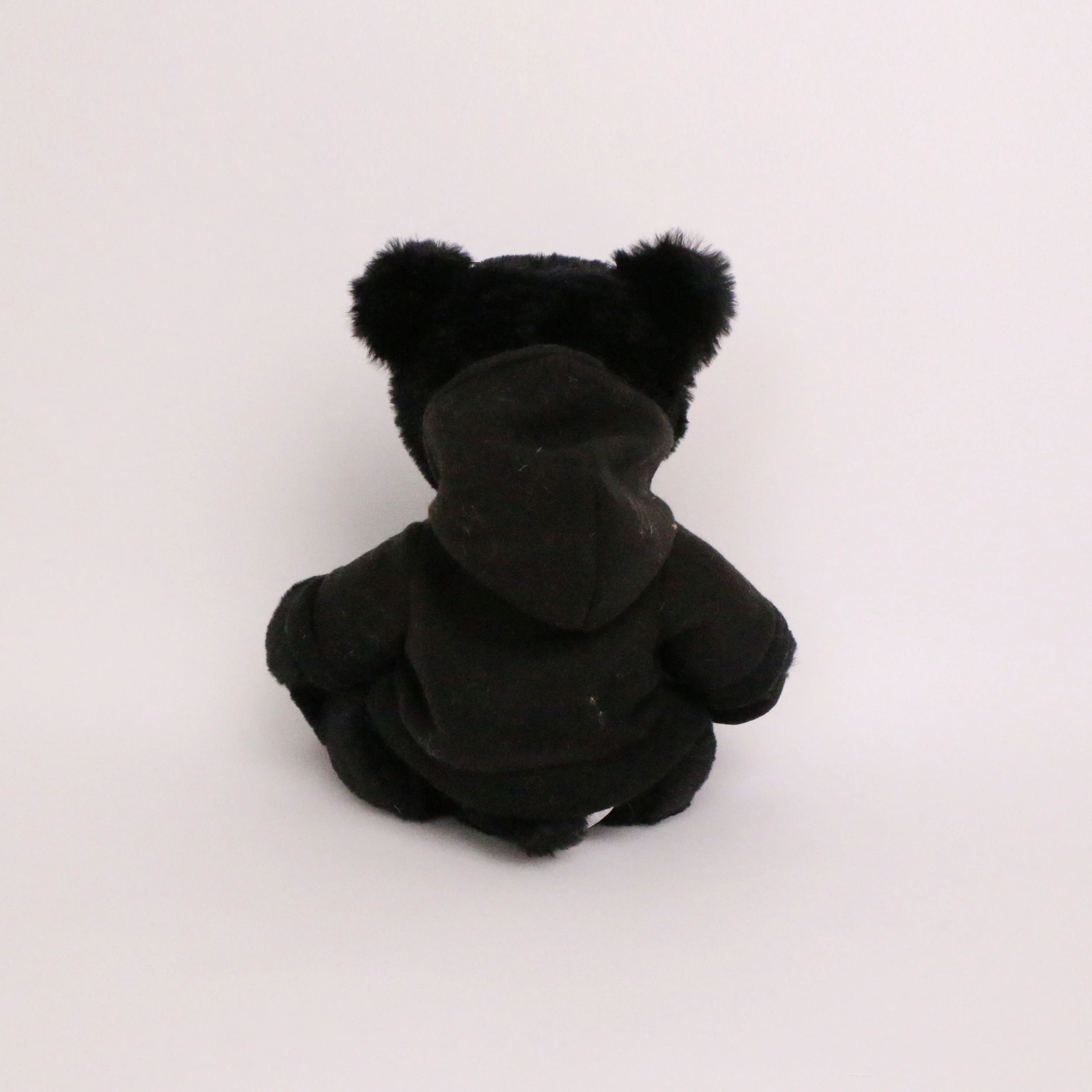 Customized black teddy bear factory direct plush toys customized logo hooded teddy bear kids toys cheap doll manufacturer