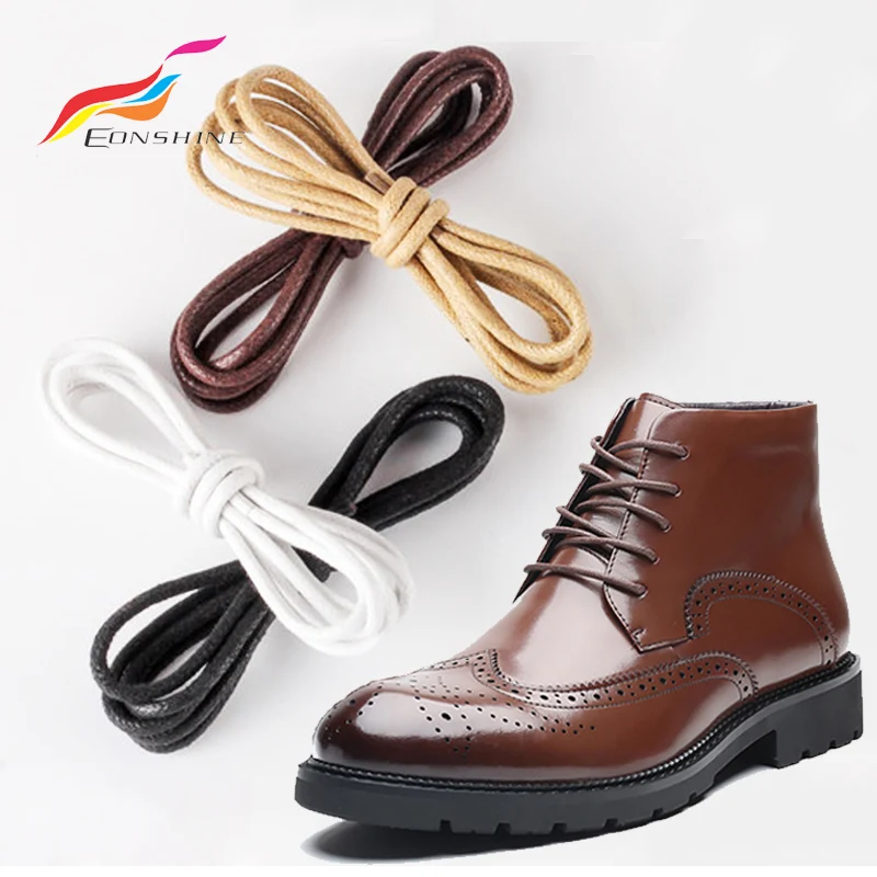 Bulk Waxed Round Shoelace Cotton Waxed Mens Shoe Laces High Quality Colorful Wax Shoelaces