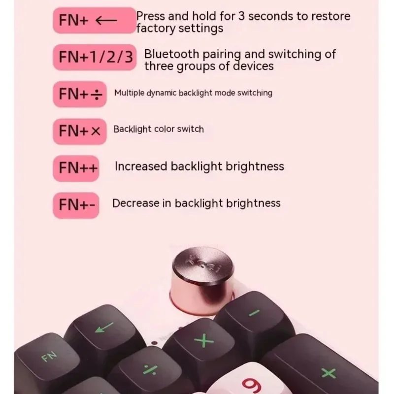 KZZI K20 Mini Keyboard Keypad 19 keys Hot Swappable 3 Mode Gasket Mechanical Keyboard Accessory For Computer Office PC Gaming