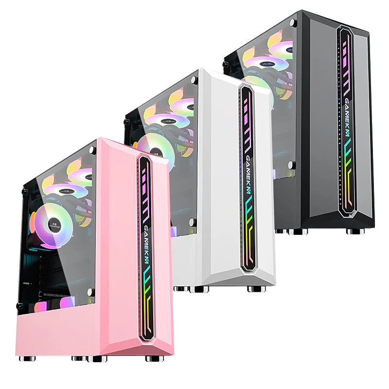 SNOWMAN Custom Logo Pc Gaming Case Quality Factory Led Rgb Gaming Pc Computer Tower Case With Tempered Glass