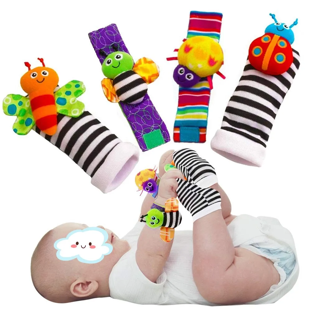 Cute Animal Baby Infant Rattle Soft Socks Toys Girl Boy Wrist Foot Finder Learning Toy