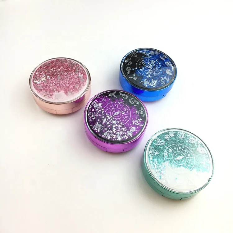 mirror styles luxury  quicksand bling style contact lenses case for contact lens accept LOGO printing A-8080
