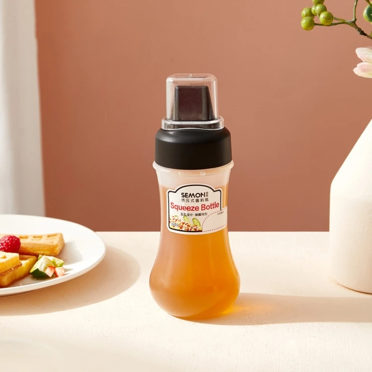 2 PCS Perforated Ketchup Honey Salad Dressing Squeeze Bottle with Lid soy sauce salad dressing plastic honey squeeze bottle