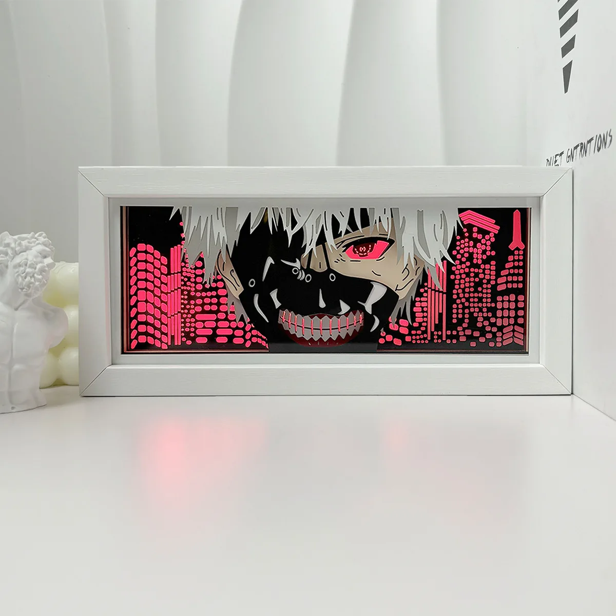 Animation Attack on Titan Paper Carving Shadow Light Box Game Room Atmosphere LED Light Anime Party Desk Decoration