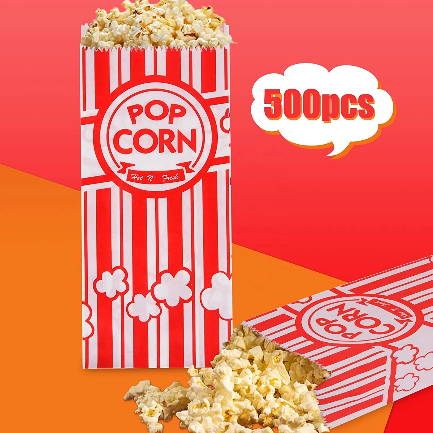 Custom Printed Popcorn Bag Disposable Food Greaseproof Paper Biodegradable Microwave Popcorn Snack Biscuit Food Packaging Bag