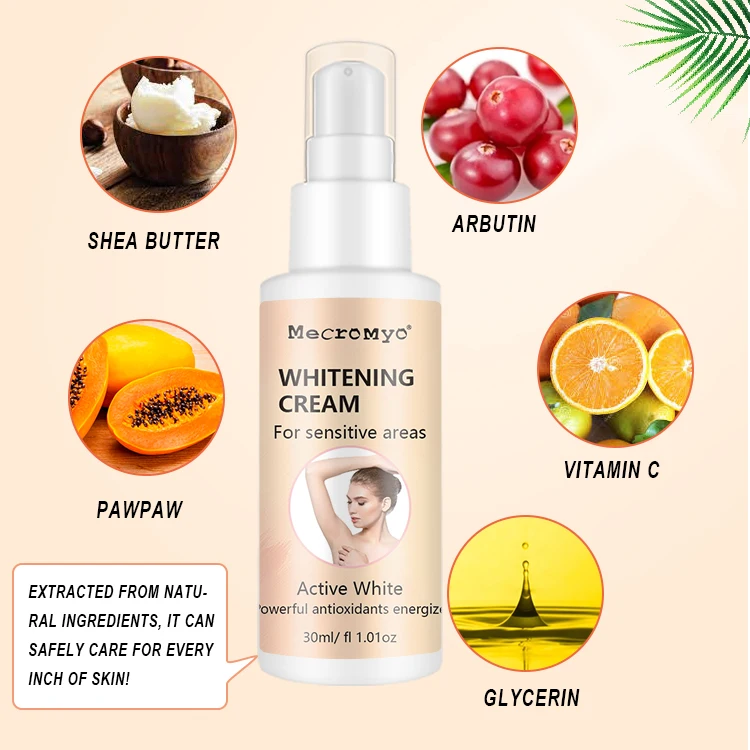 OEM/ODM Private Label Snow Bleach Cream Private Part Underarm Fast Whitening Lotion Skin Dark Spot Body Bikini Area Cream