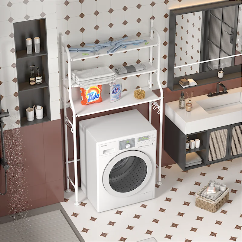 factory low-priced wholesale storage washing machine rack for bathroom or balcony use practical shelf design