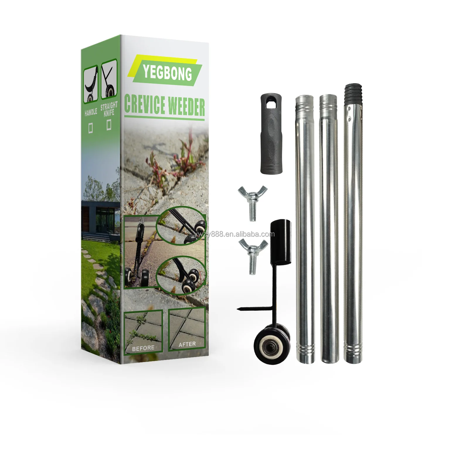 Garden slit weeder Garden weeding hook straight hook sickle type shrink metal rod weeding sharp tool