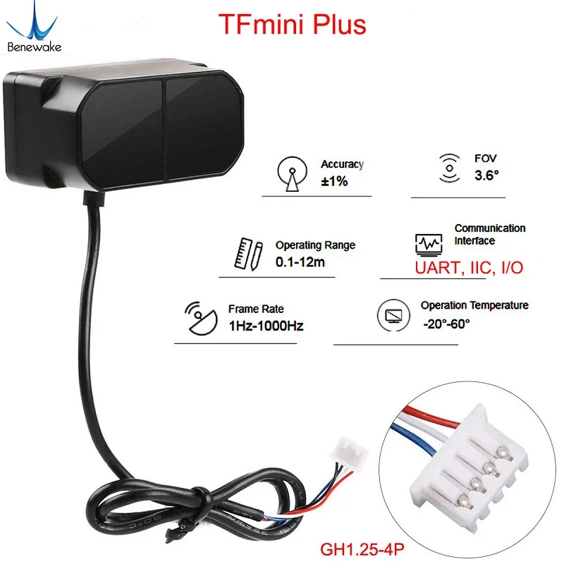 TFmini Plus Lidar Range Finder Sensor 12M for IP65 1-1000Hz