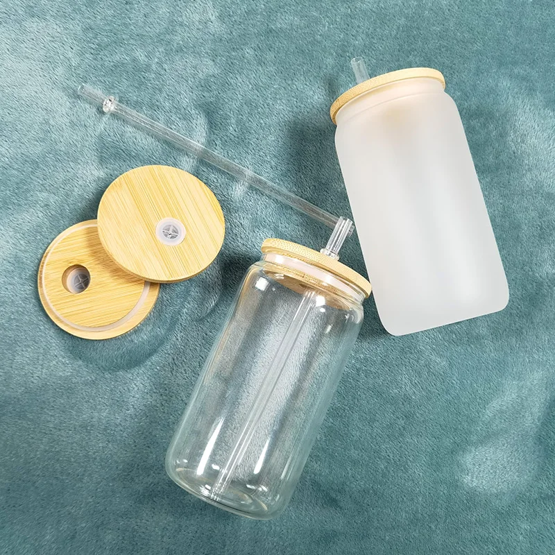 Склад в США RTS укомплектованный 12oz 16oz 25oz Прозрачный матовый соды поп в форме сублимации пива стеклянную банку может стеклянная чашка с крышкой соломы