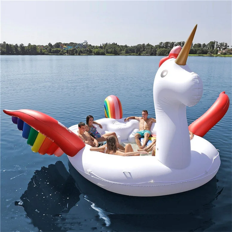 factory customizable 6-person flamingo unicorn inflatable bay breeze boat water floating party island