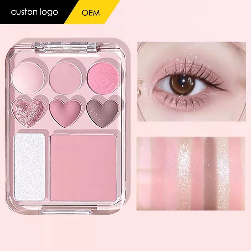 CC30614 wholesale Love Eyeshadow Palette Blush highligther  All-in-one Palette Caramel Pink Brown Earth Color Affordable Women