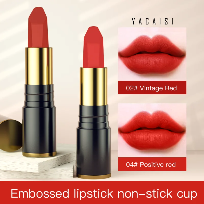YACAISI Makeup Lipstick Wholesale Cruelty Free Lasting Silky Non-sticky Cup Velvet Matte Creamy Lip Gloss Stick Lipstick Set