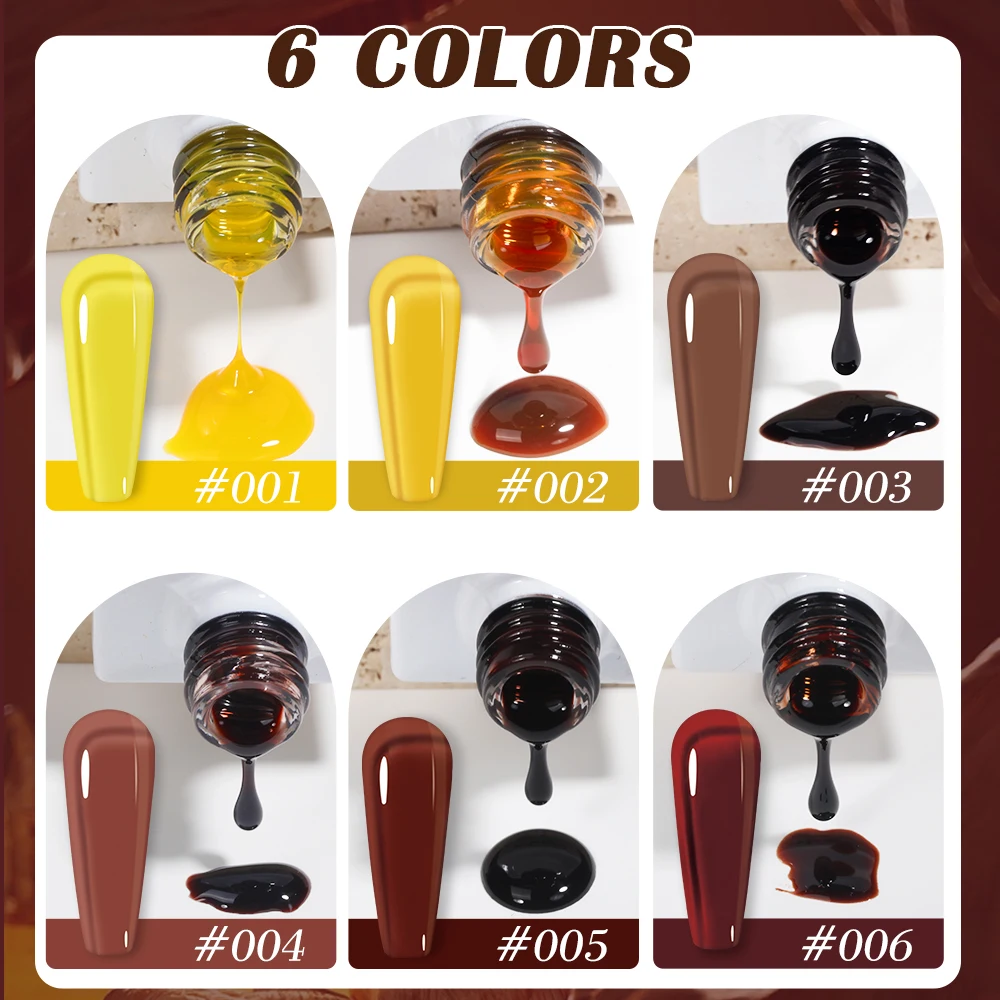 ZRKGEL Jelly Crystal Gel Translucent Tortoise Shell Nails Wine Burgundy Red Coral Caramel Orange Amber Brown uv gel set