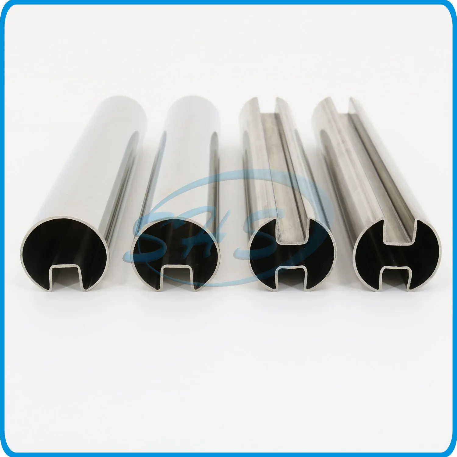 AISI 316 stainless steel groove tube glass handrail railing welded stainless steel round single slot pipe with mirror polishing