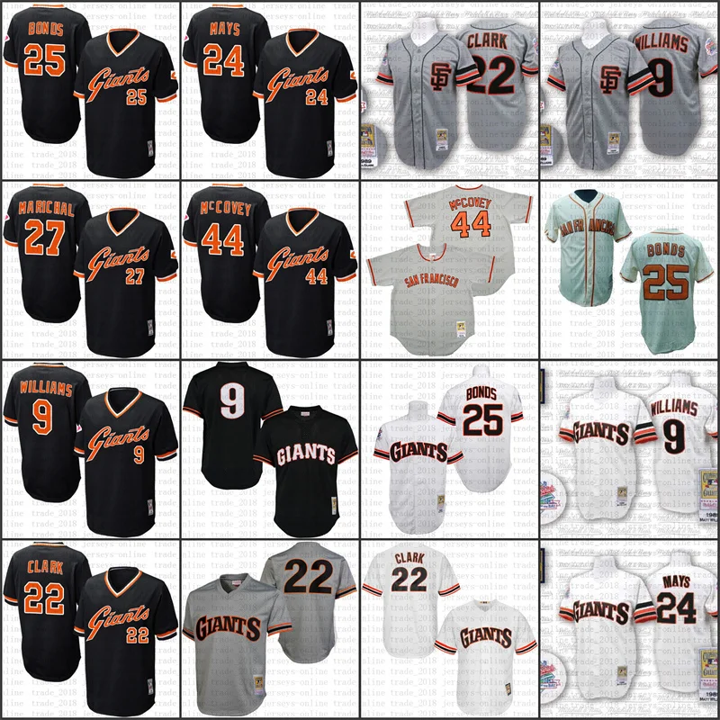 Throwback Matt Williams Barry Bonds Willie Mays Will Clark Willie McCovey Juan Marichal Jersey Men San Francisco stitched