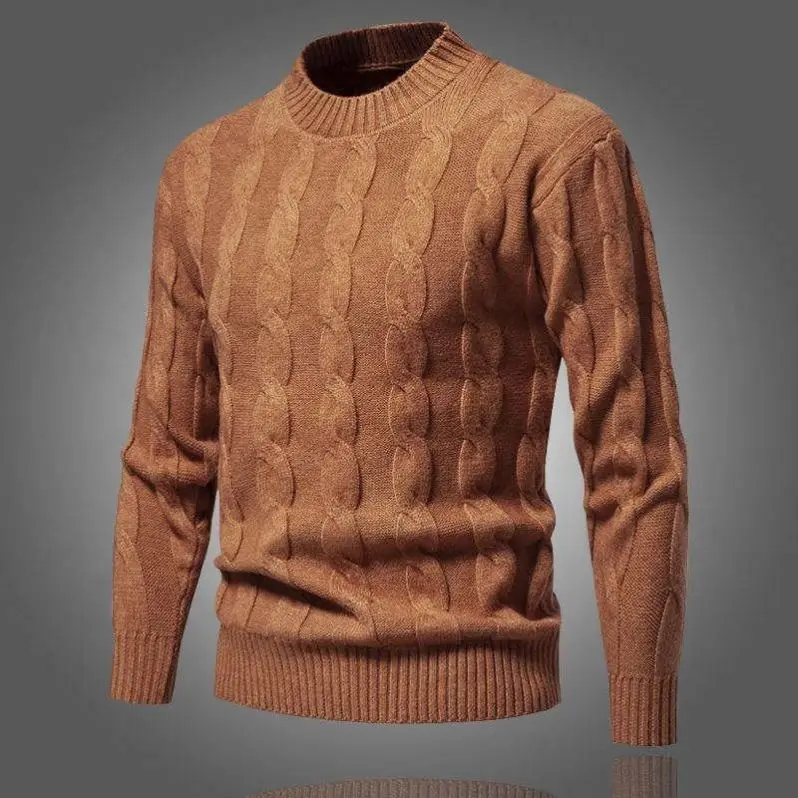 Winter Custom Logo Oem Jacquard Knitwear Men Clothes Crew Neck Cotton Men Pullover Sweater