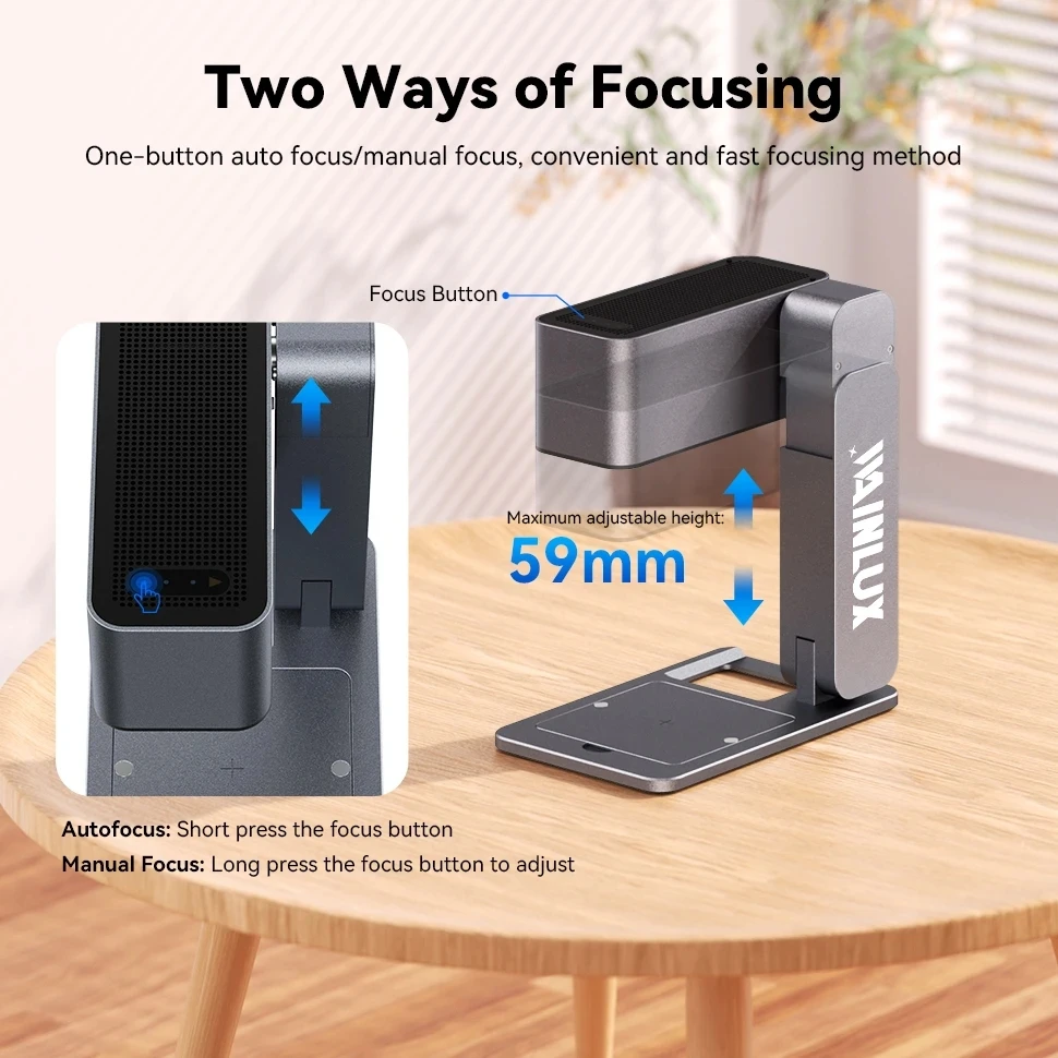 WAINLUX Z3 Laser Engraver Cutter 60W Portable Foldable Engraving Machine Auto Focus 600mm/s High Precision Printer For Metal