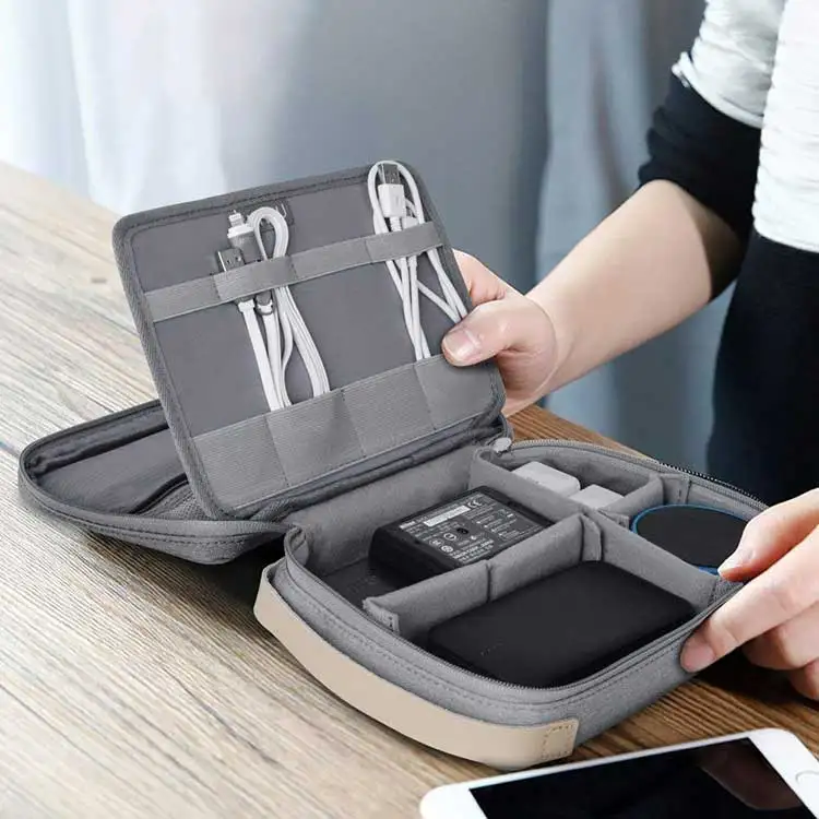 Electronic Accessories Cable Organizer Bag Travel Pouch Storage Bag for Memory Cards Detachable Large Capacity Bag