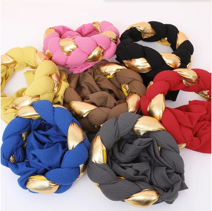 Новый дизайн Европейское американское жареное тесто модные женские элегантные банданы с золотой оплеткой для повседневного украшения