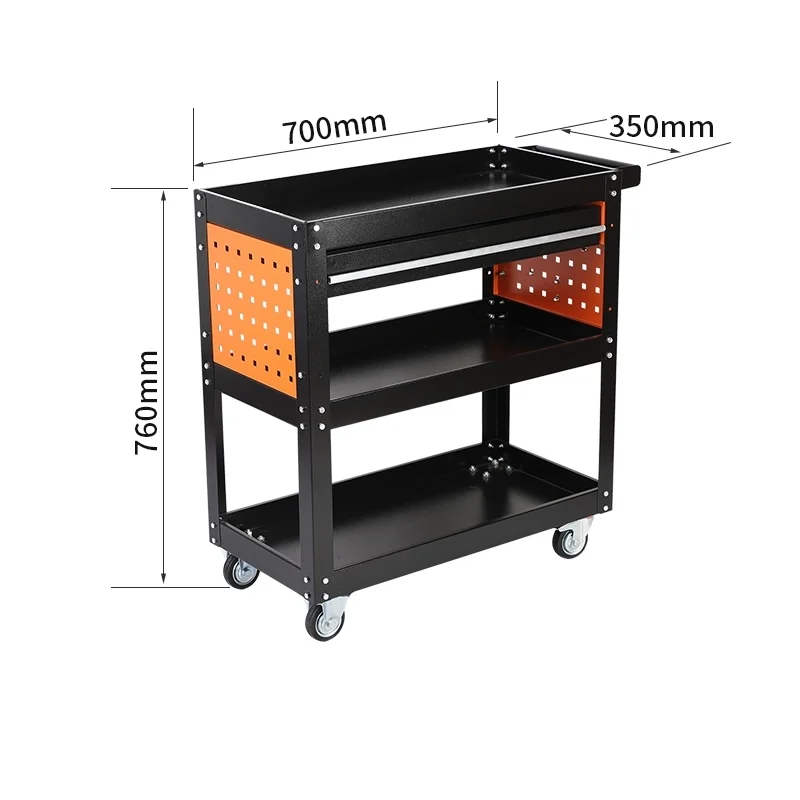 Heavy Duty 4 Wheels 3-Tier Service Mobile Industrial Utility Tool Wagon Cart Service Garden Rolling Work Cart Storage Trolley