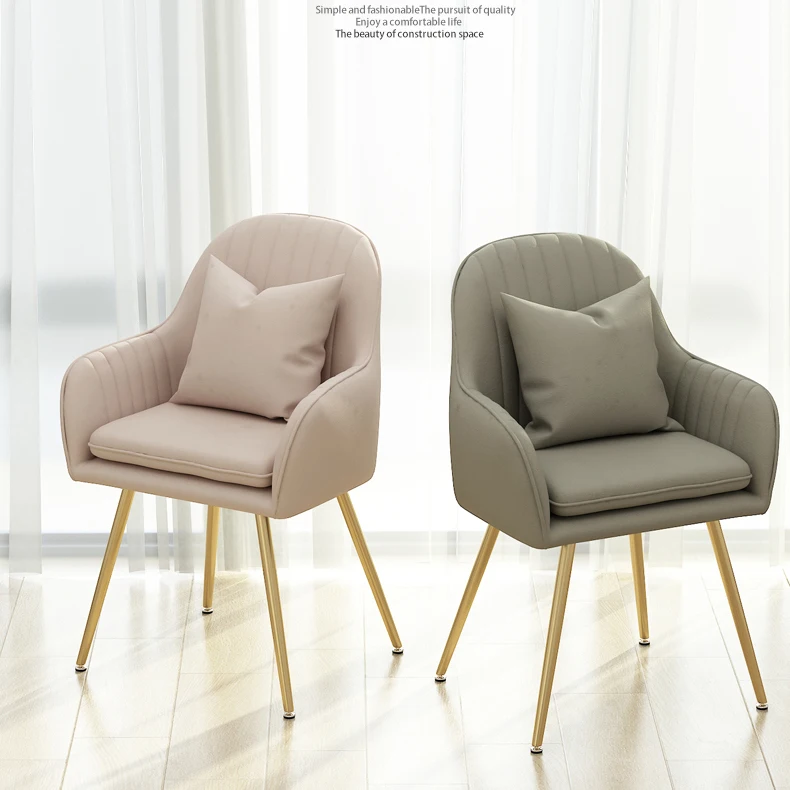 Nordic Tufted Velvet Armchair Restaurant Living Room Dining Chairs Gold Metal Legs Chair