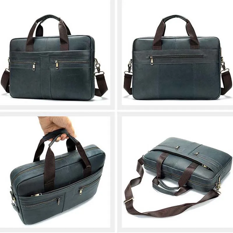 Leather handbag Man bag Design Business notebook waterproof computer bag Coffee man bag soft edge leather briefcase